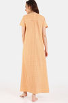 Zivame Desi Drama Knit Cotton Full Length Nightdress - Buff Yellow — thumbnail 4